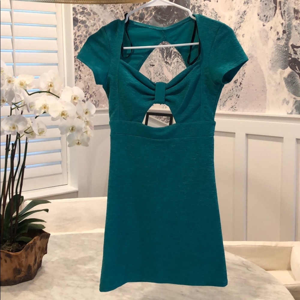 Bow detail teal dress by Minkpink